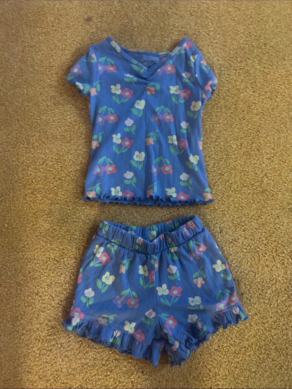 jumping beans Blue Floral Short Sleeve Pajama Set